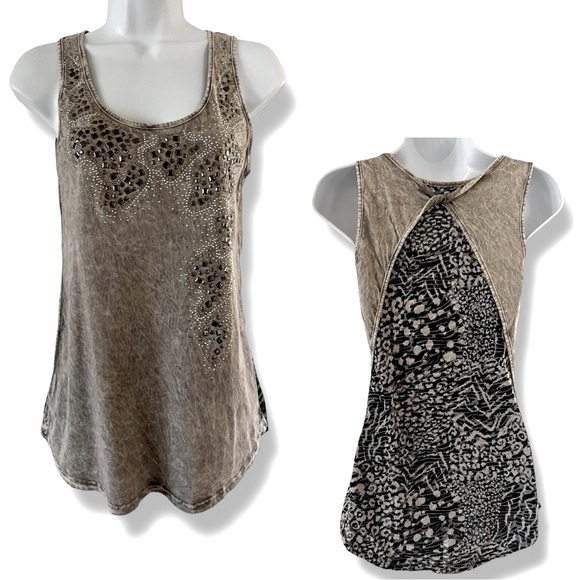 T Party Fashion Tops - T Party Embellished Animal Print Women’s Tank Top Size Small